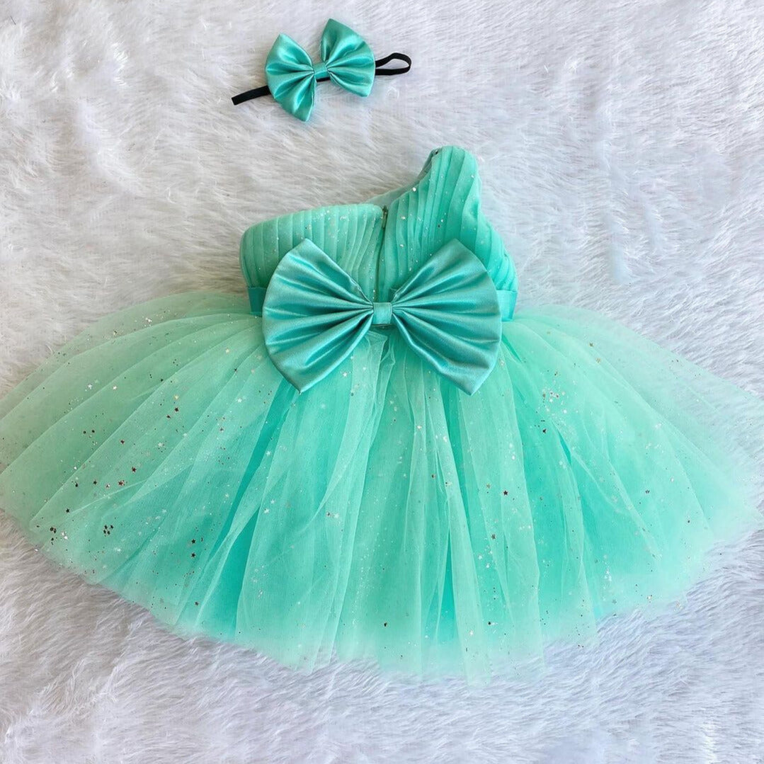 Girls Mint Green Glitter Tulle Party Frock