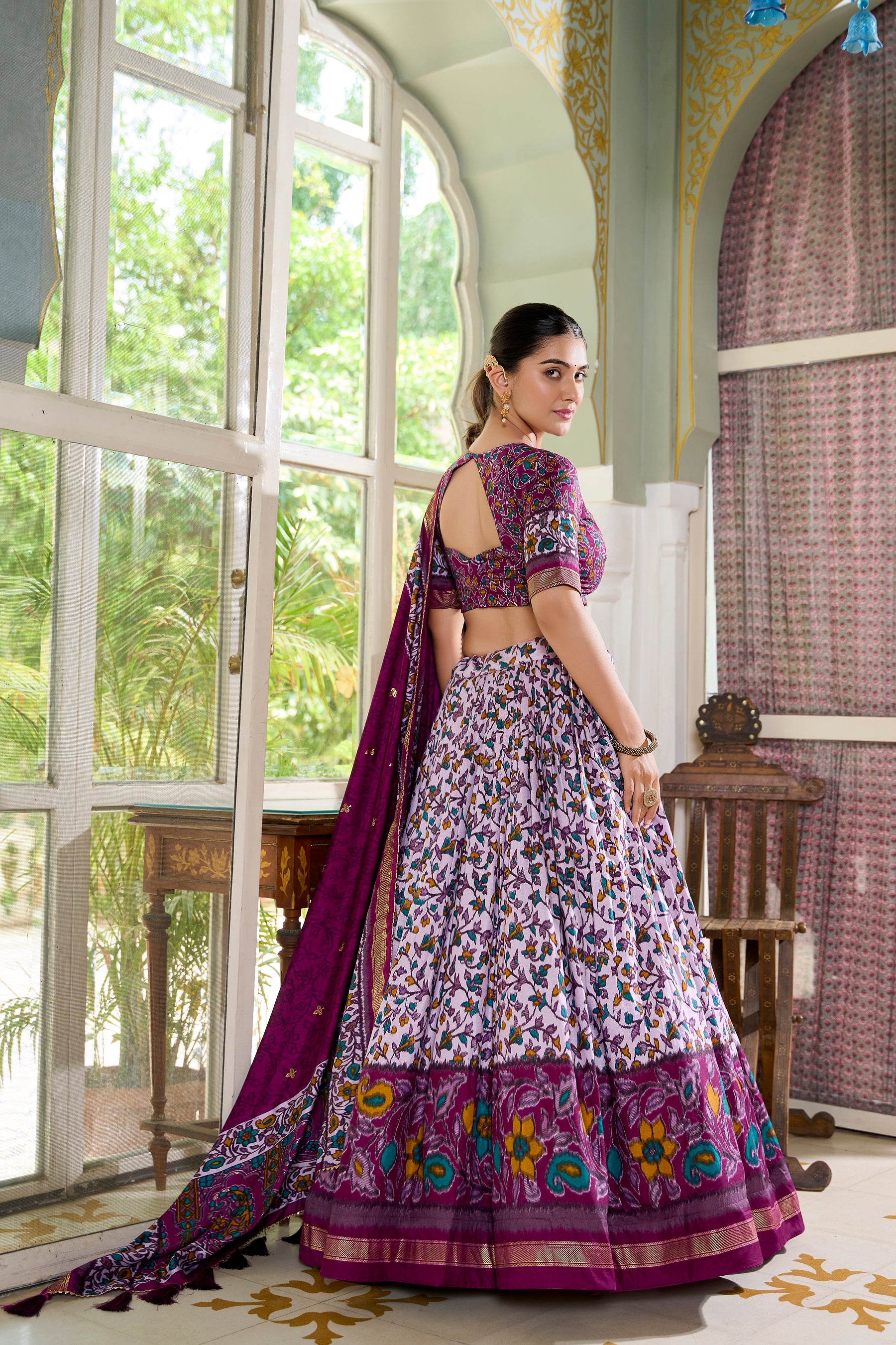 Purple Multicolor Floral Print Lehenga Set with Dupatta – Designer Ethnic Wear