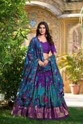 Designer Purple Ethnic Lehenga Choli with Elephant & Floral Print