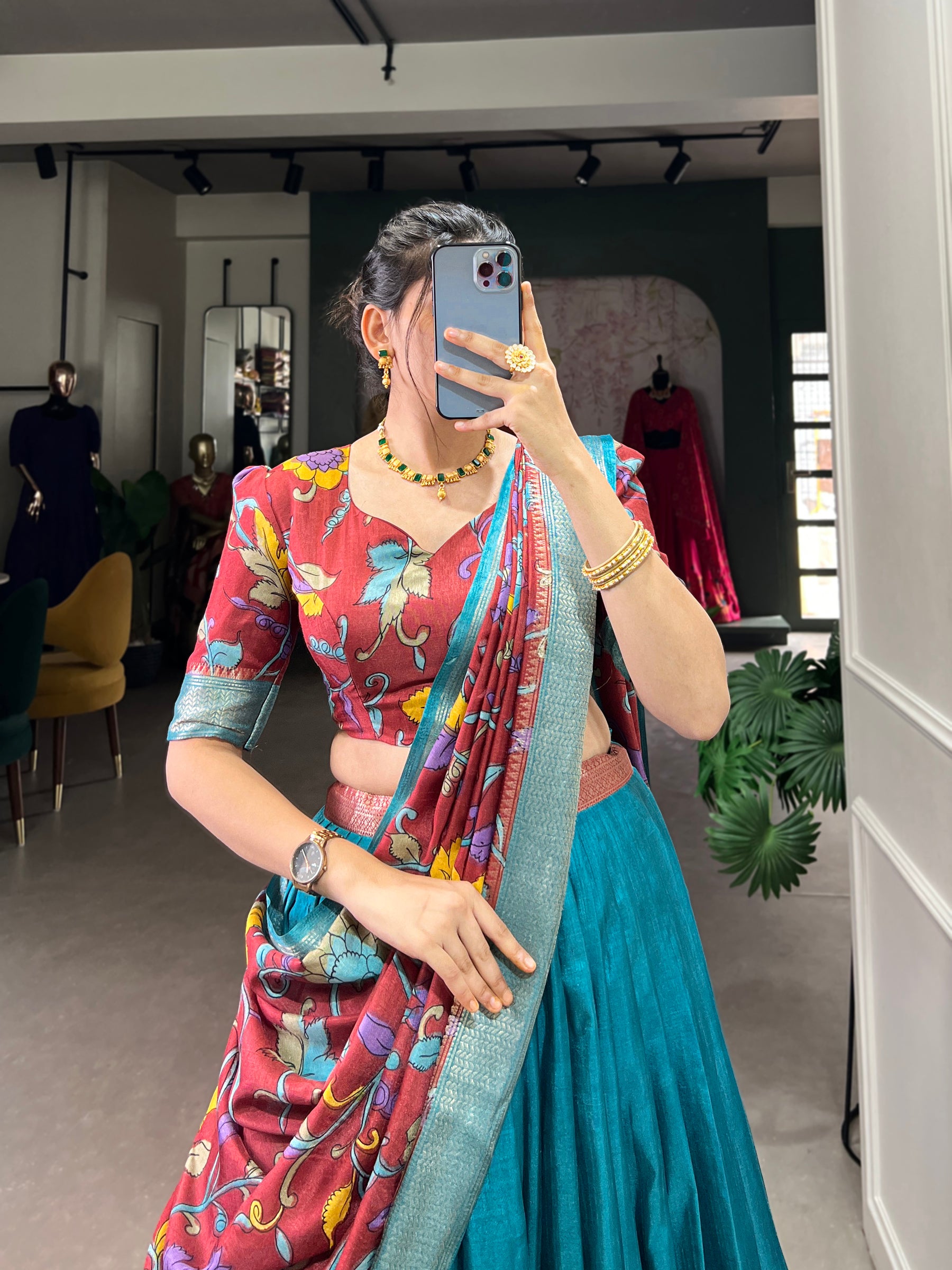 Gorgeous Multicolor Lehenga with Intricate Artwork & Embellished Border