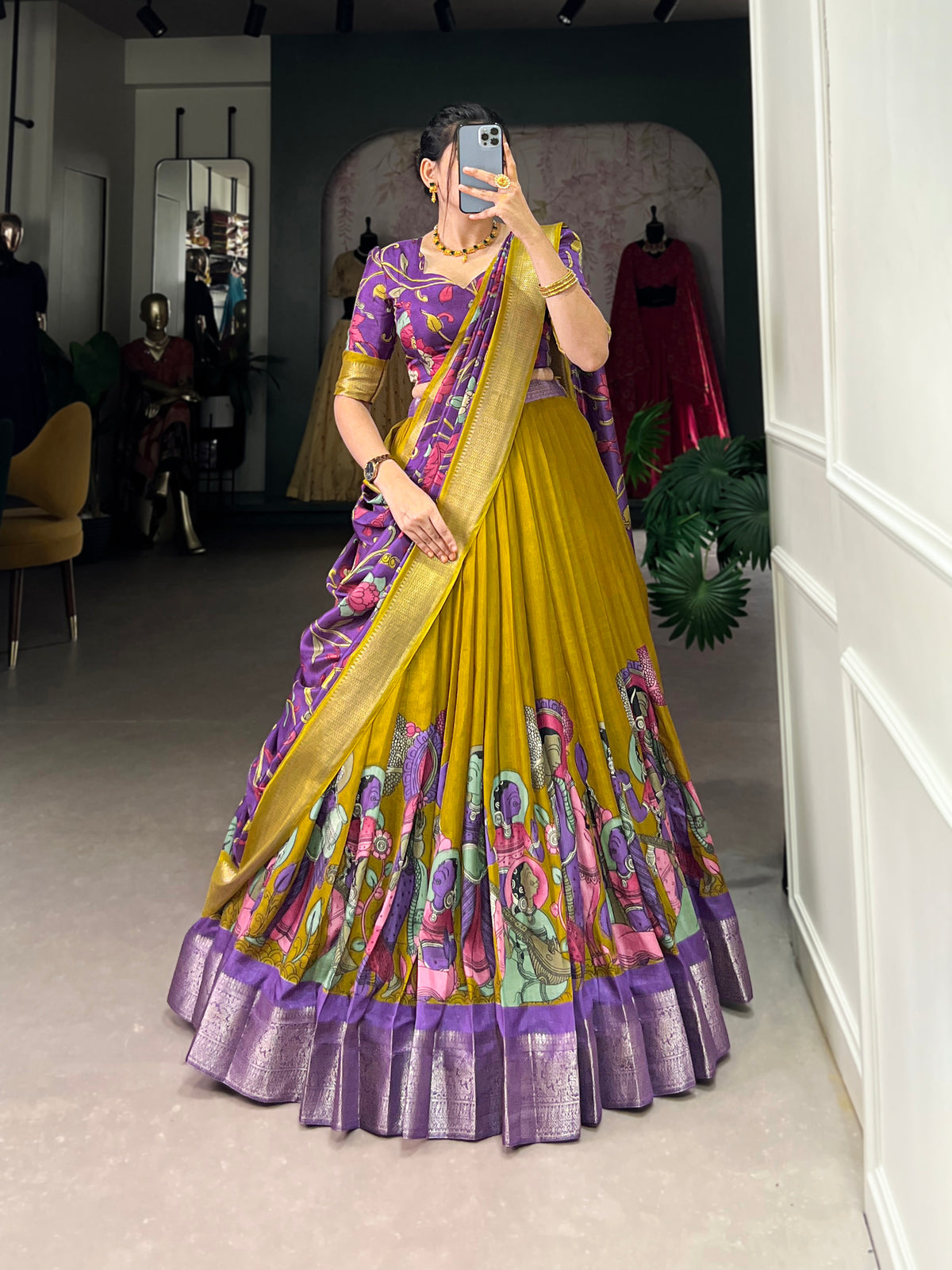 Gorgeous Yellow Lehenga with Intricate Artwork & Embellished Border