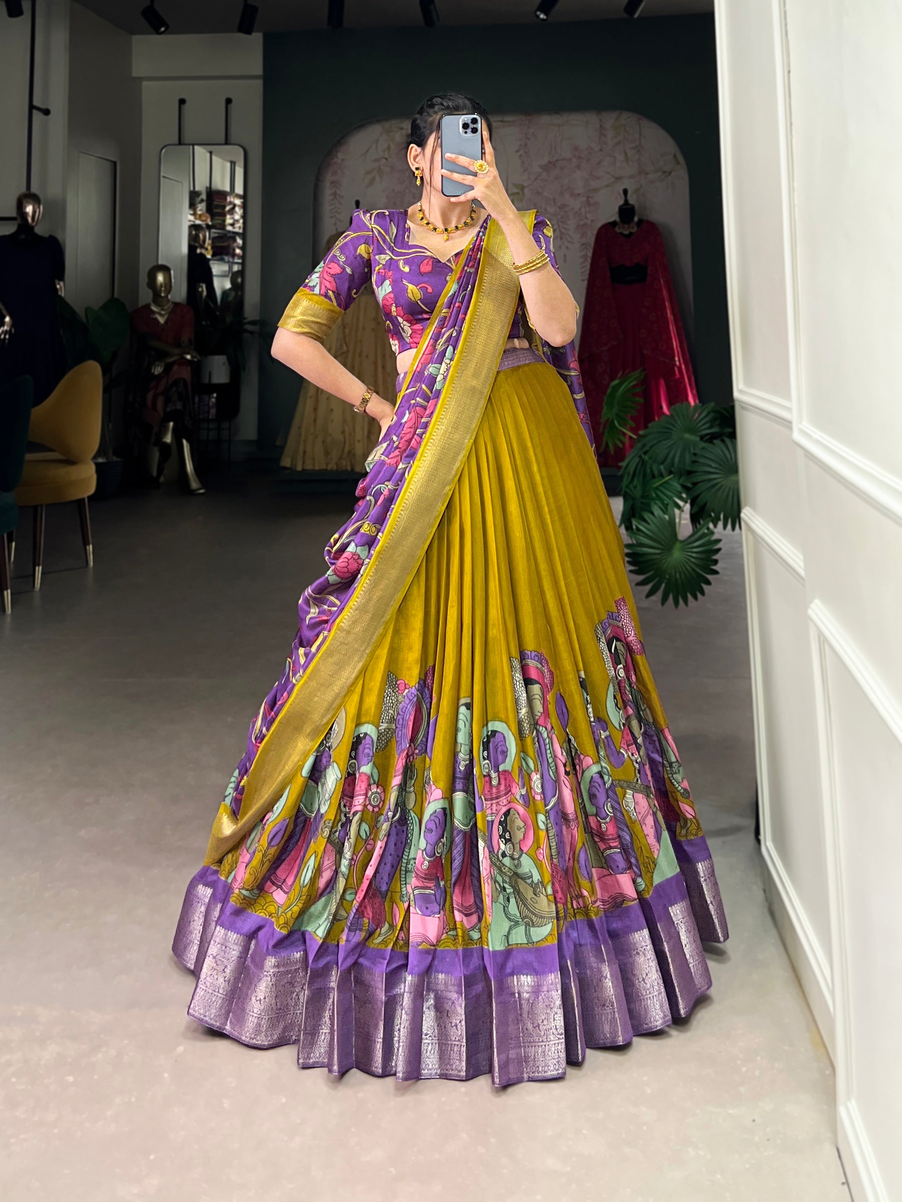 Gorgeous Yellow Lehenga with Intricate Artwork & Embellished Border