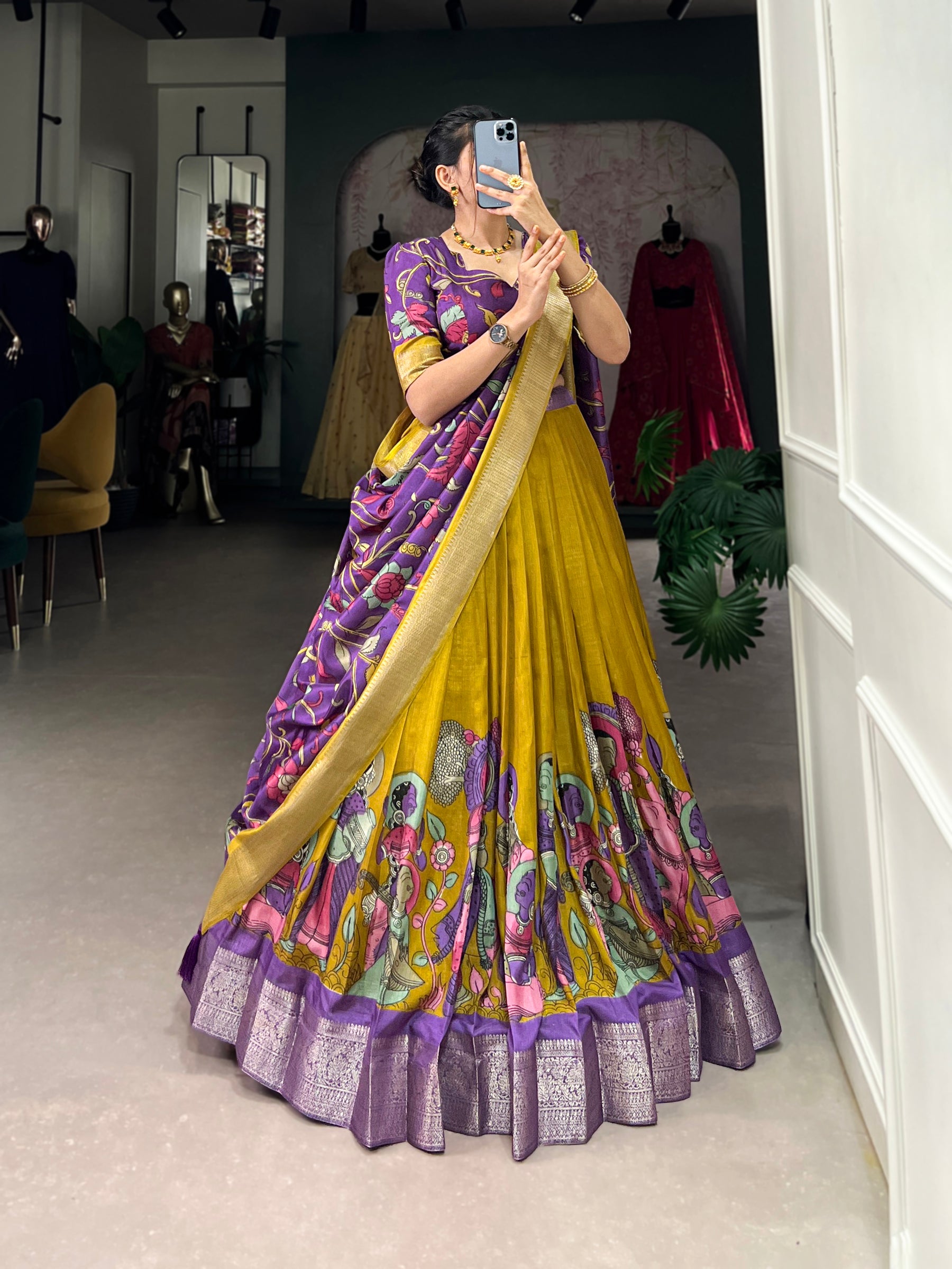 Gorgeous Yellow Lehenga with Intricate Artwork & Embellished Border