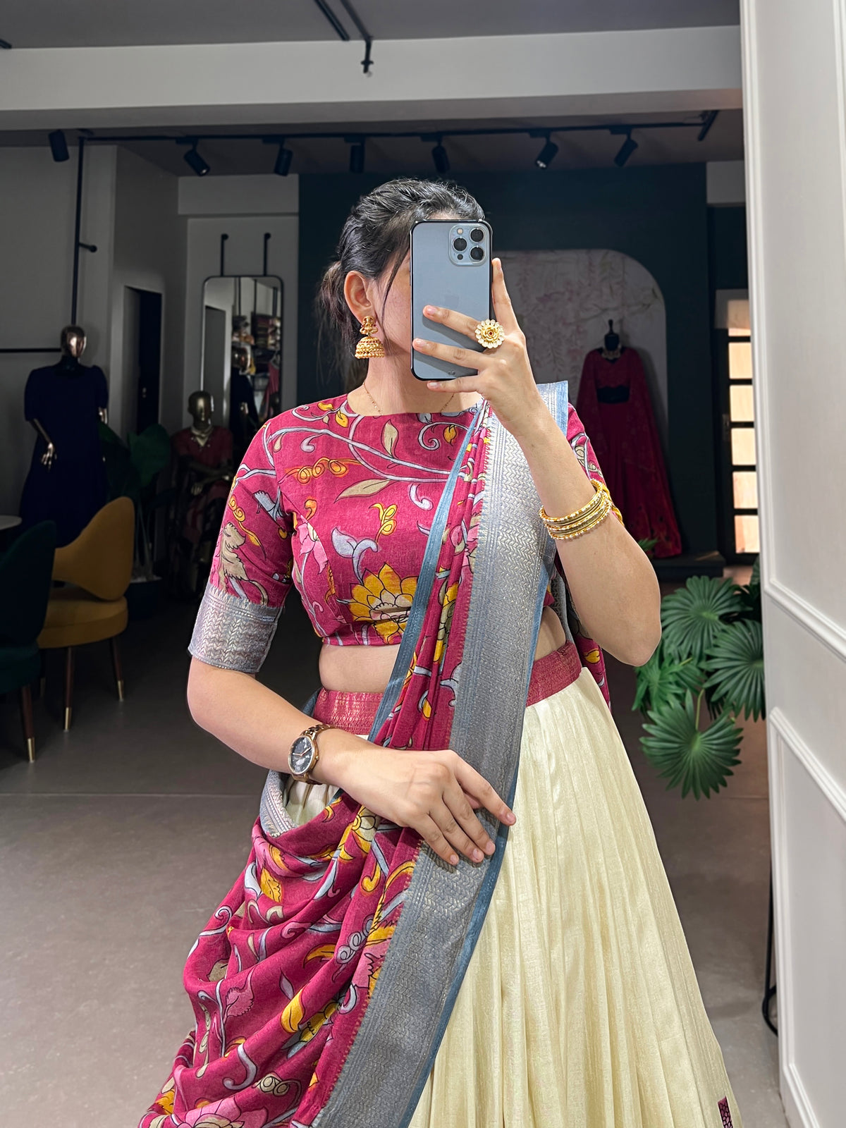 Gorgeous Off White Lehenga with Intricate Artwork & Embellished Border