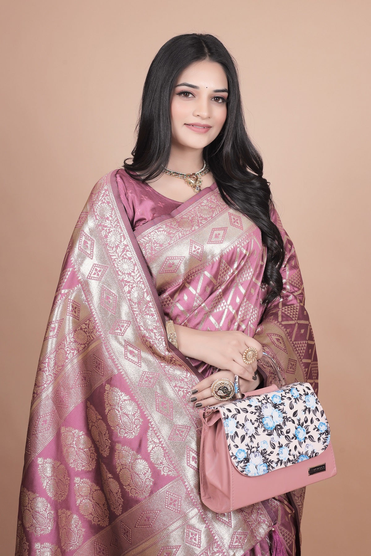 Elegant Pink Silk Saree with Silver Zari Work - Traditional Handwoven Indian Sari for Weddings, Festive Occasions & Parties