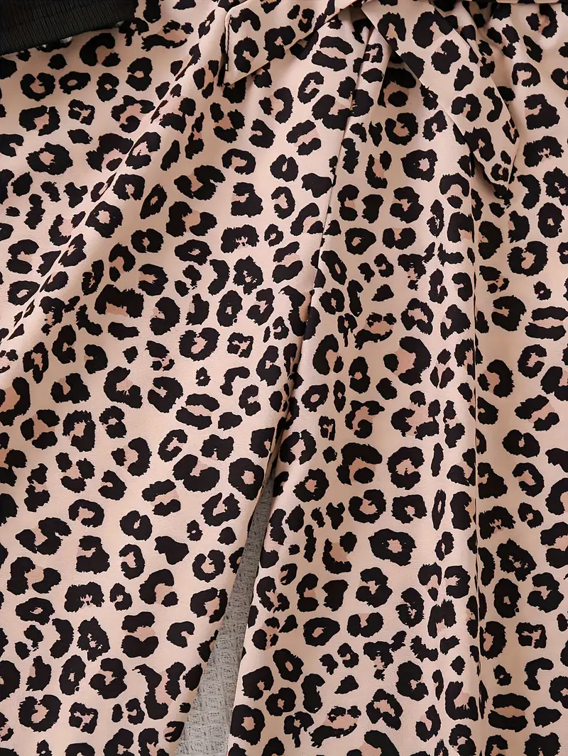 Girls Leopard Print Wrap Skirt & Black Cropped Top Set