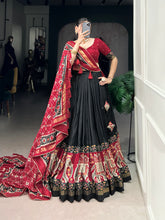 Ethnic Black Maroon Lehenga Choli with Tassels & Patola Print