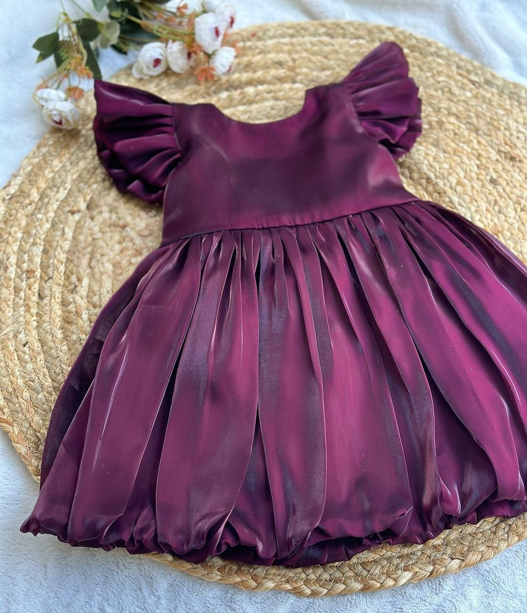 Violate Silk Flared Sleeve Baby Frock