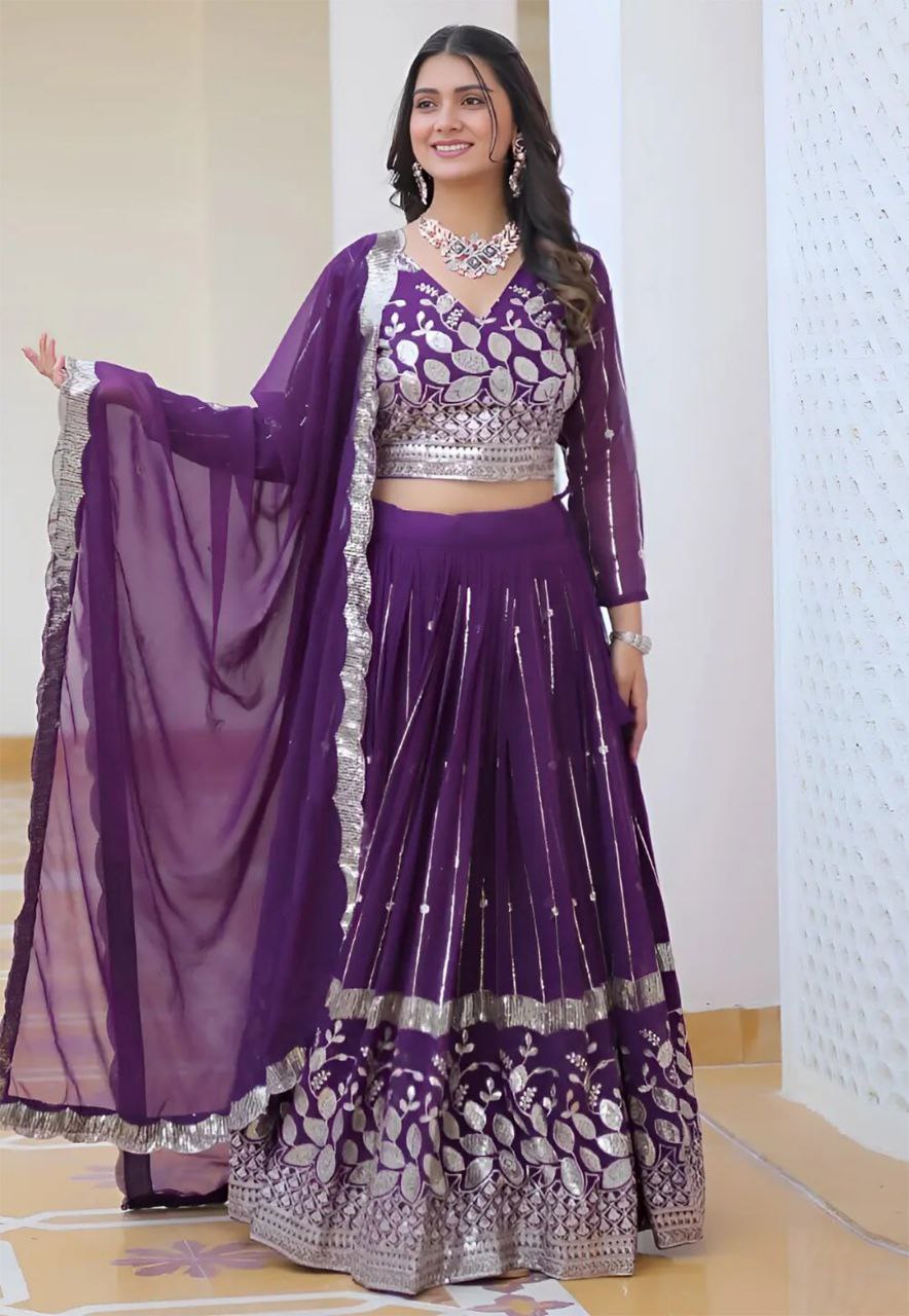 Shop Stylish Purple Lehenga Choli with Mirror Work for Special Occasions