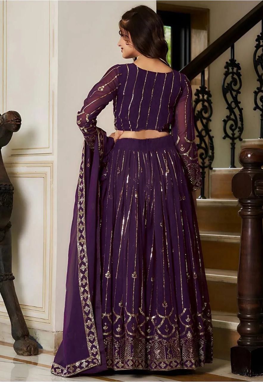 Shop designer purple embroidered lehenga choli for weddings and festive occasions