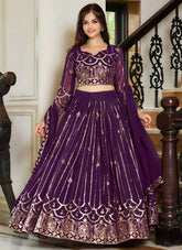Shop designer purple embroidered lehenga choli for weddings and festive occasions