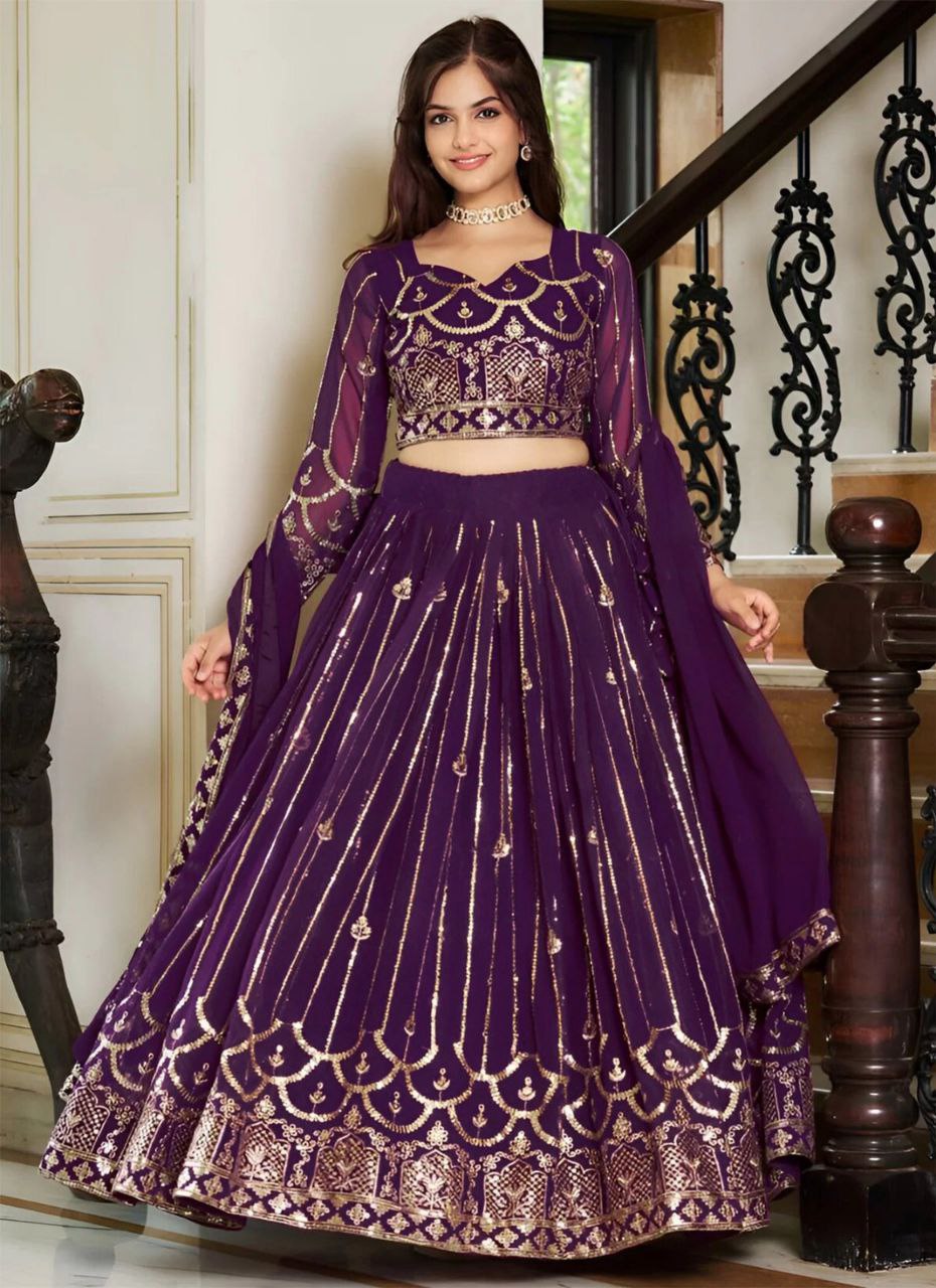 Shop designer purple embroidered lehenga choli for weddings and festive occasions