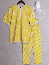 Girls lovely yellow and white salwar kameez And Dupatta Set