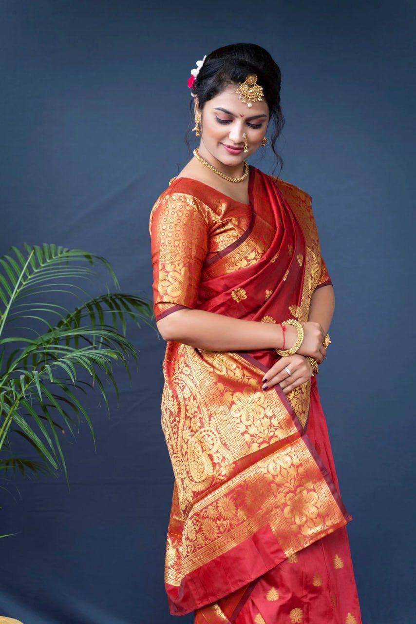 Glamgait Soft Lichi Silk Jacquard Saree