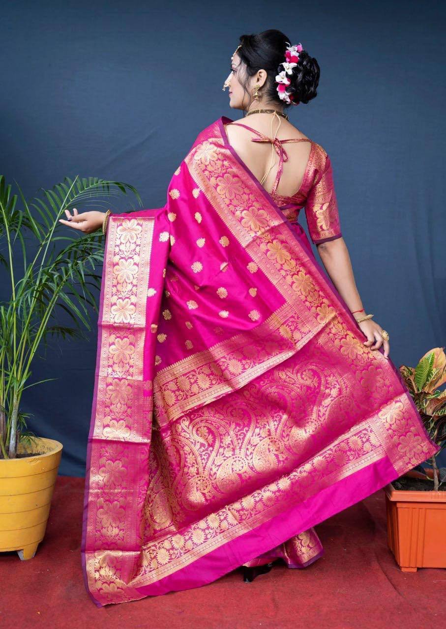Glamgait Soft Lichi Silk Jacquard Saree