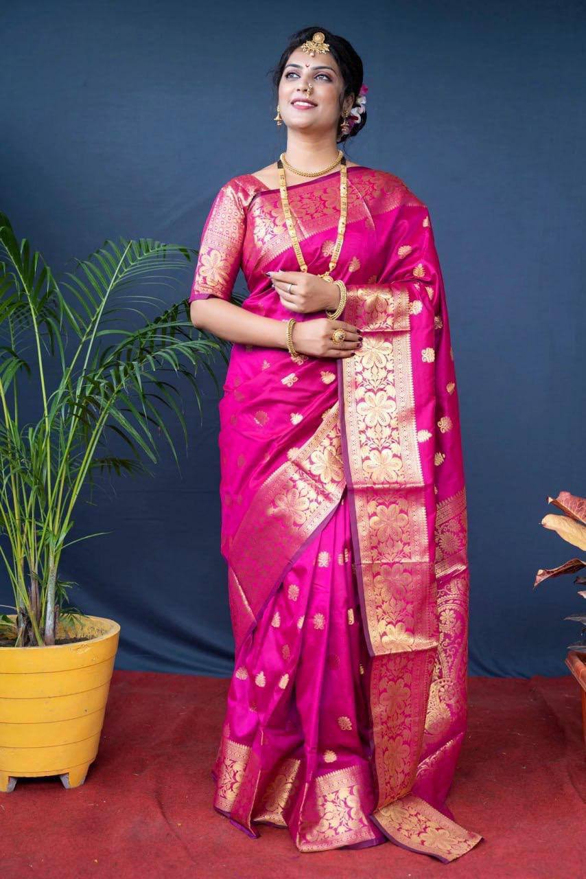 Glamgait Soft Lichi Silk Jacquard Saree