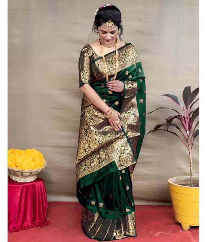 Glamgait Soft Lichi Silk Jacquard Saree