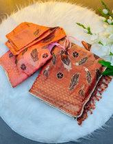 Designer Orange Silk Saree For Women