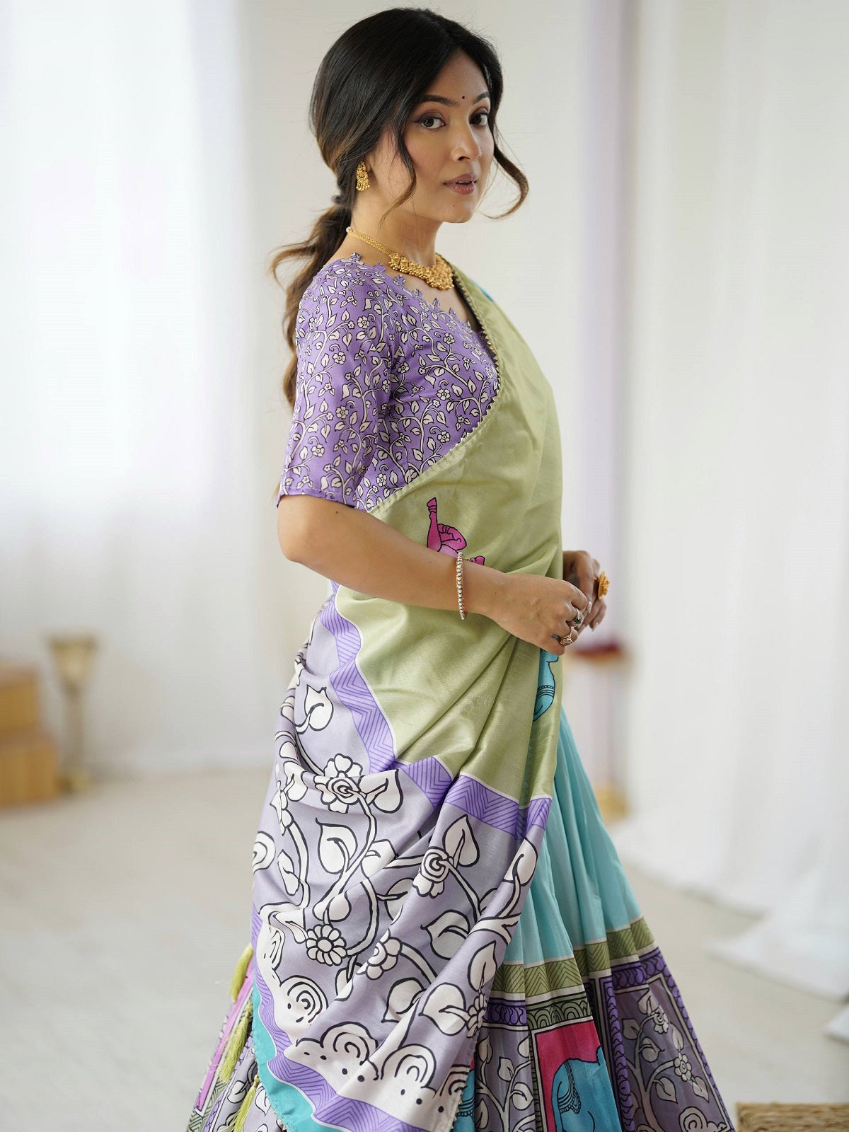 Pastel Multicolor Tribal Horse Print Lehenga Choli Set – Handcrafted Festive Wear for Women