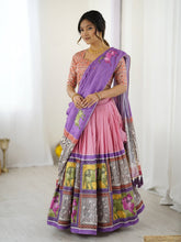 Designer Handcrafted Lehenga Set – Pink & Purple With Elephant Motif and Mirror Work Blouse