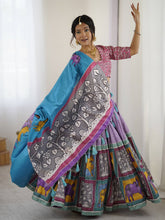 Vibrant Multicolor Traditional Lehenga Set with Blue Dupatta & Animal Block Prints – Festive Ethnic Wear
