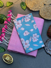 Pink Cotton Saree with Printed Blouse – Soft & Breathable Fabric