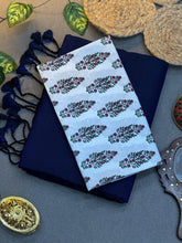 Neavy Blue Cotton Saree with Printed Blouse – Soft & Breathable Fabric