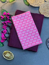 Violate Cotton Saree with Printed Blouse – Soft & Breathable Fabric