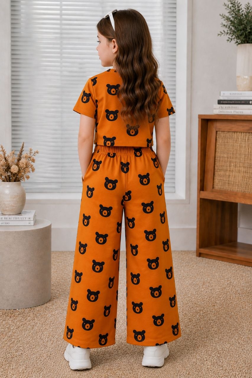Girls Mustard Bear Print Co-Ord Set