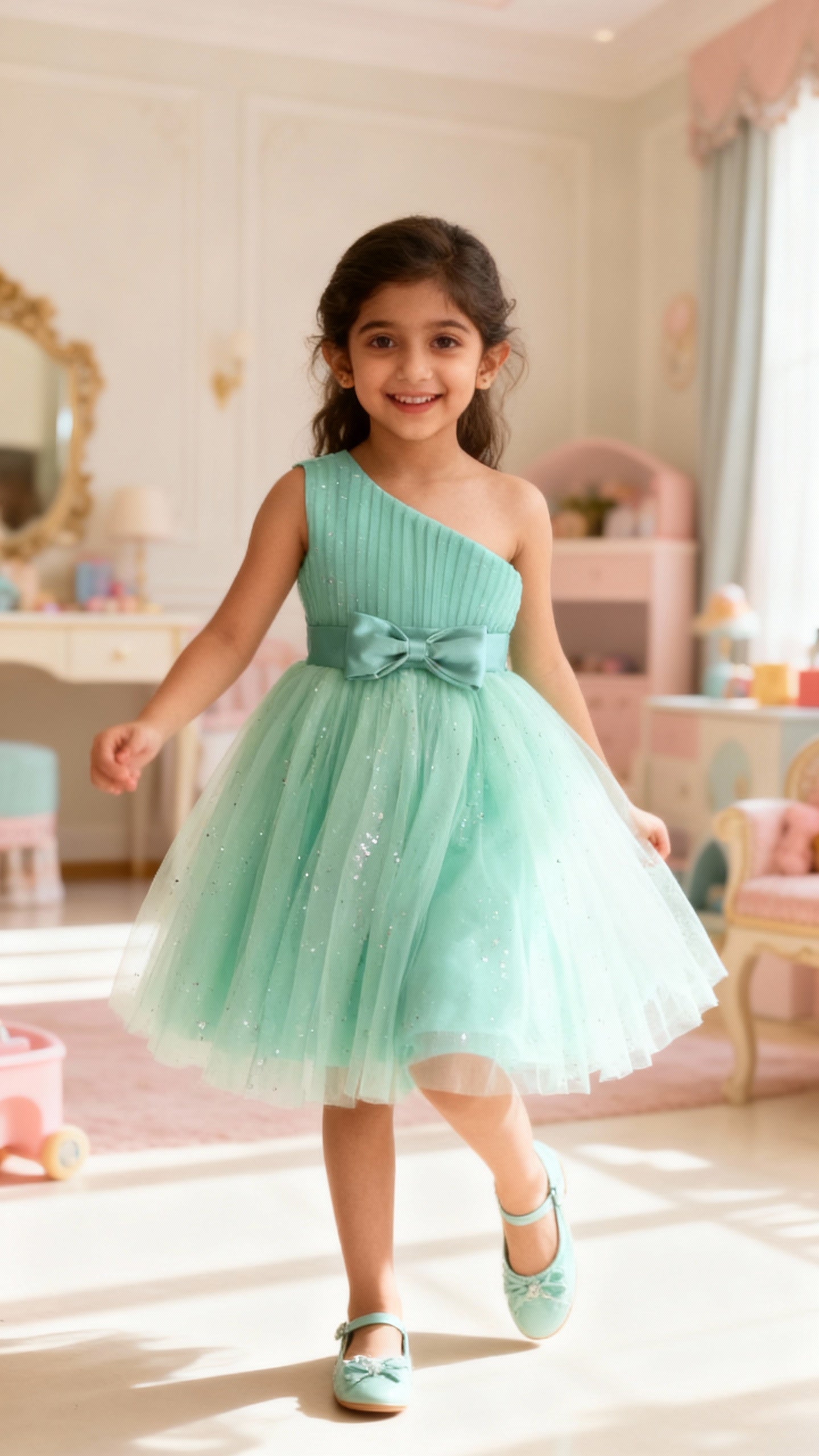 Charming Mint Green Designer Dress for Baby Girls