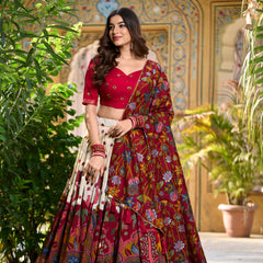 Designer OFF-White Ethnic Lehenga Choli with Elephant & Floral Print