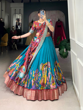 Gorgeous Multicolor Lehenga with Intricate Artwork & Embellished Border