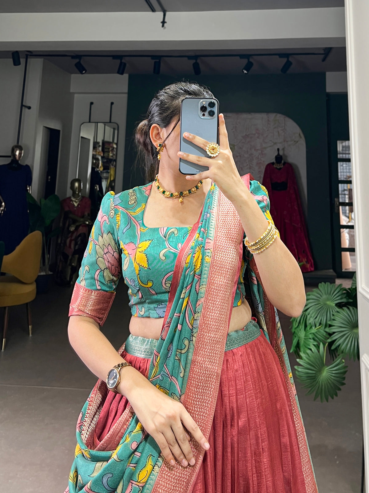 Gorgeous Red Lehenga with Intricate Artwork & Embellished Border