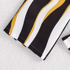 Girls Black Ribbed Sleeveless Crop Top & Striped Wide Leg Pants Set