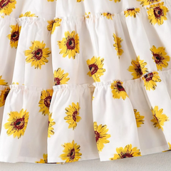 Glamgait Off-White Color Flower Printed Short Sleeve Baby Girl Dress