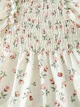Glamgait White Floral Printed Flared Sleeve Baby Dress