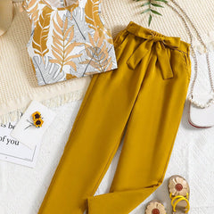 Girls Mustard Top & Pants Set | Kids Stylish Co-Ord Outfit