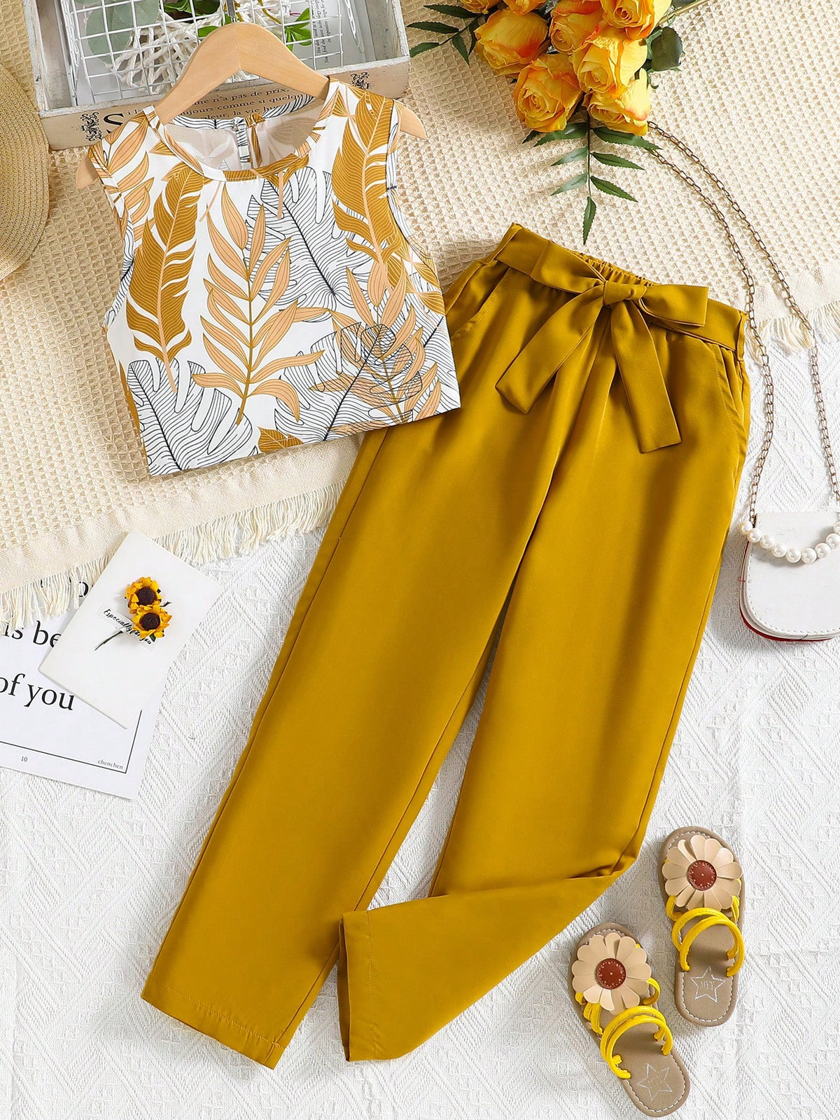 Girls Mustard Top & Pants Set | Kids Stylish Co-Ord Outfit