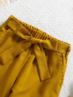 Girls Mustard Top & Pants Set | Kids Stylish Co-Ord Outfit