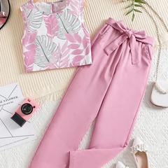 Girls Pink Top & Pants Set | Kids Stylish Co-Ord Outfit