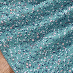 Glamgait Rama Green Flower Printed Short Sleeve Girls Dress