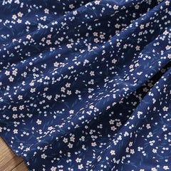Glamgait Navy Blue Floral Printed Short Sleeve Midi Baby Dress