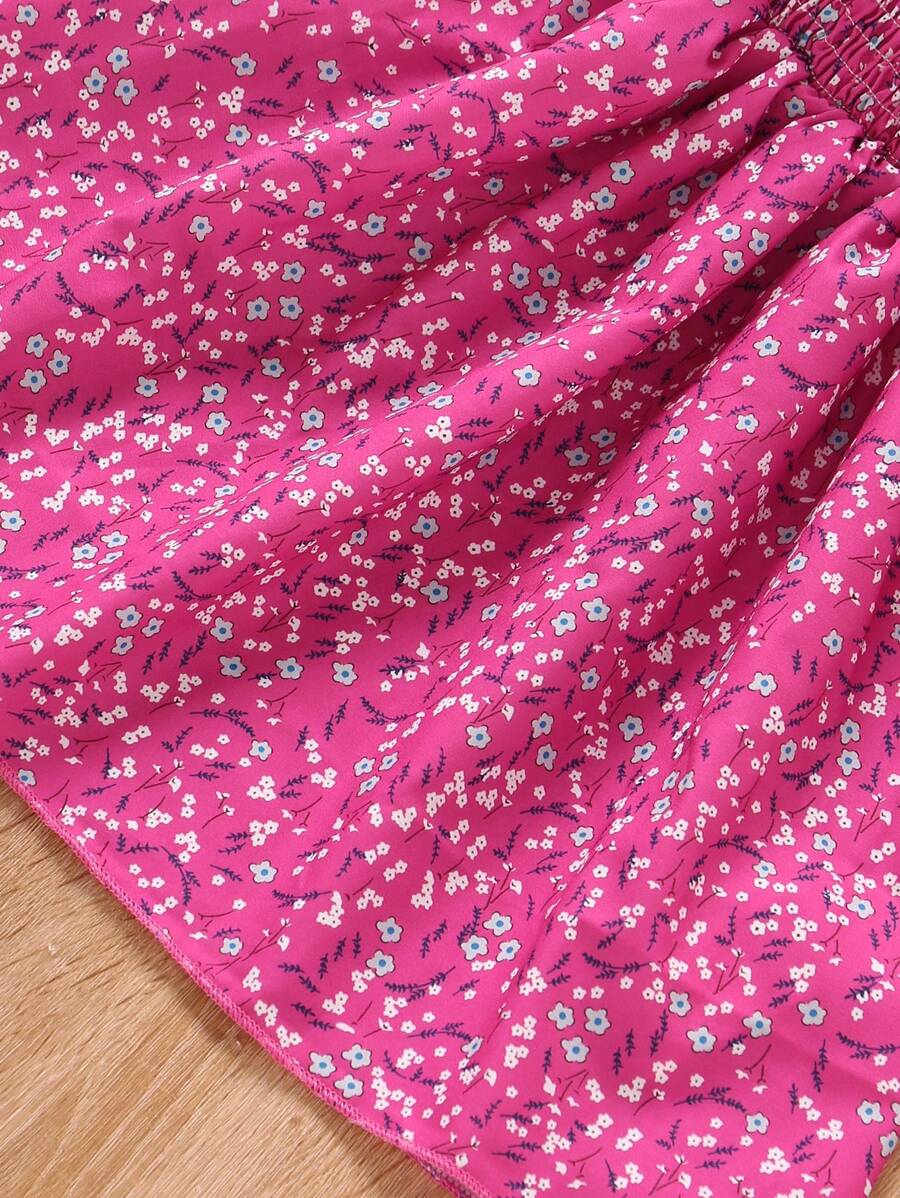 Glamgait Pink Color Floral Printed Short Sleeve A-Line Baby Dress