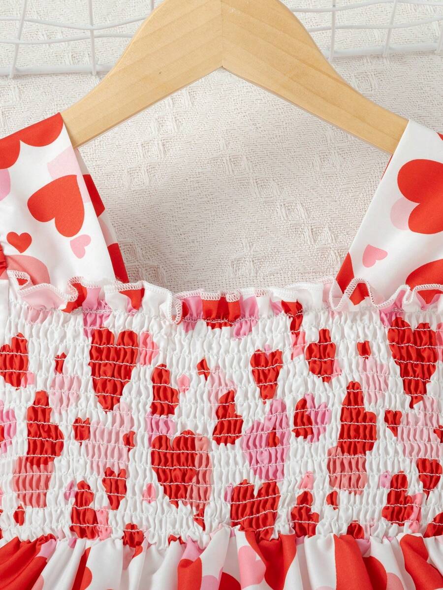 Glamgait Multicolor Heart Theme Full Sleeve Midi Kids Dress 