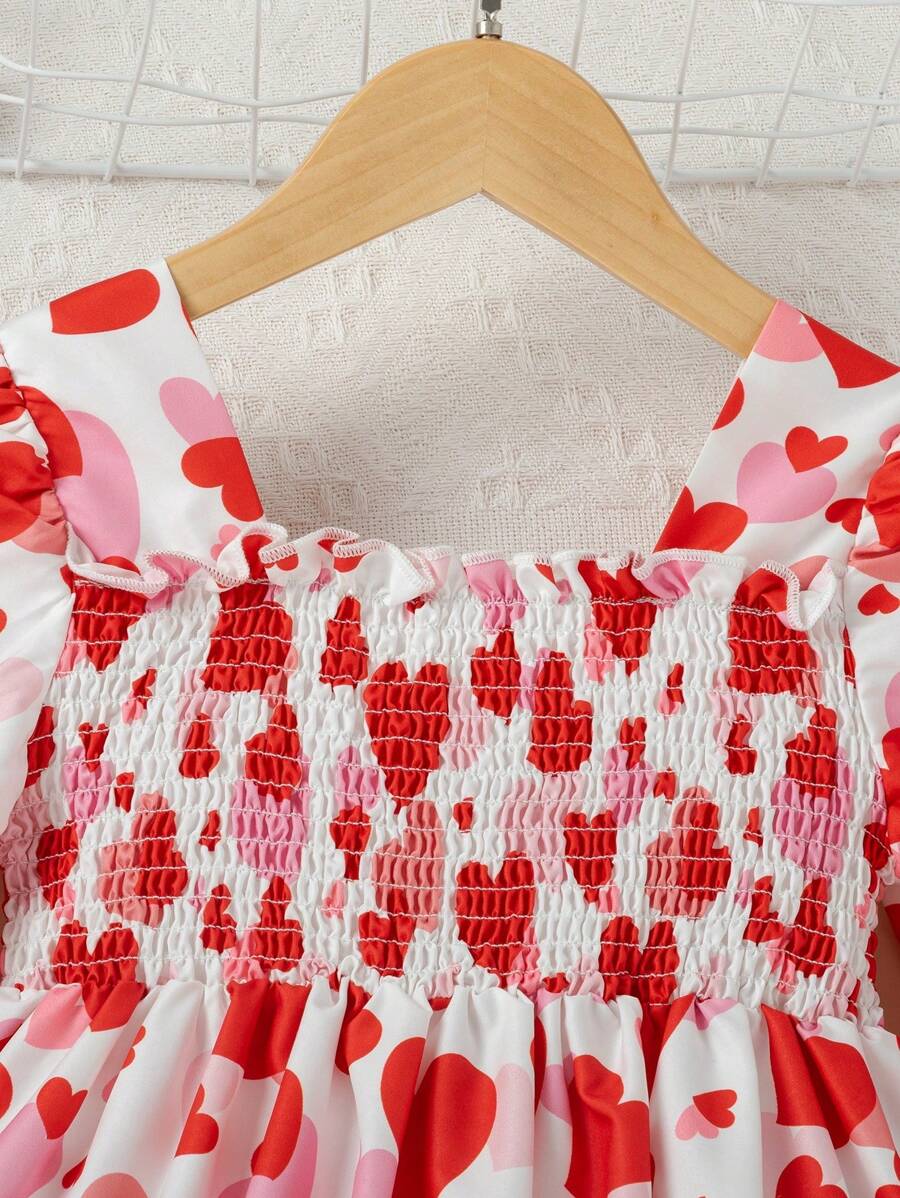 Glamgait Multicolor Heart Theme Full Sleeve Midi Kids Dress 