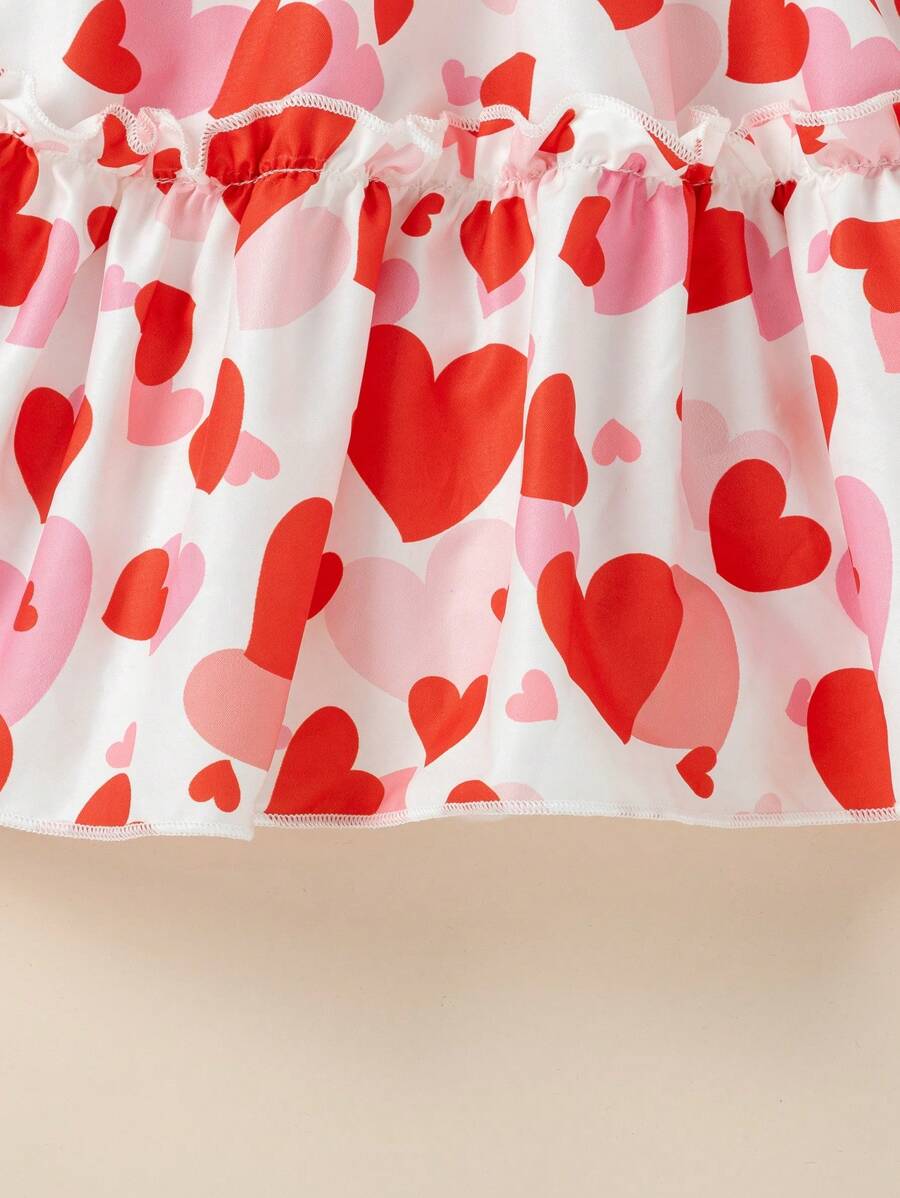 Glamgait Multicolor Heart Theme Full Sleeve Midi Kids Dress 