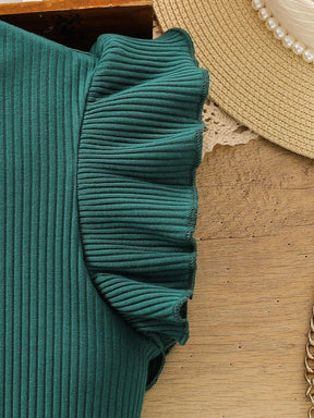 Girls Green & White Party Dress with Bow | Kids Stylish Frock