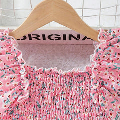 Glamgait Pink Color Floral Printed Flared Sleeve Kids Baby Dress