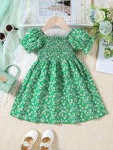 Glamgait Green Color Flower Printed Short Sleeve Baby Girl Dresses