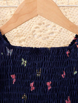 Glamgait Navy Butterfly Printed Short Sleeve Midi Baby Girls Dress